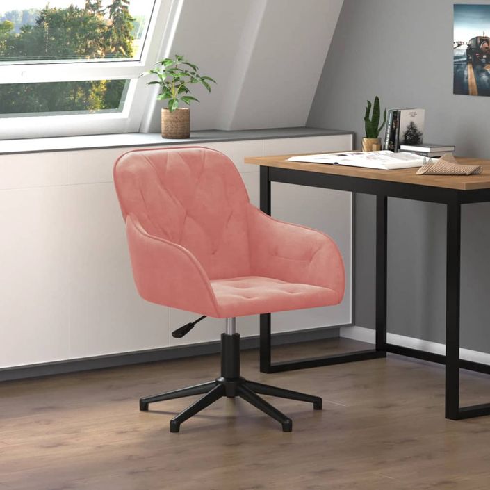 Chaise pivotante de bureau Rose Velours - Photo n°1