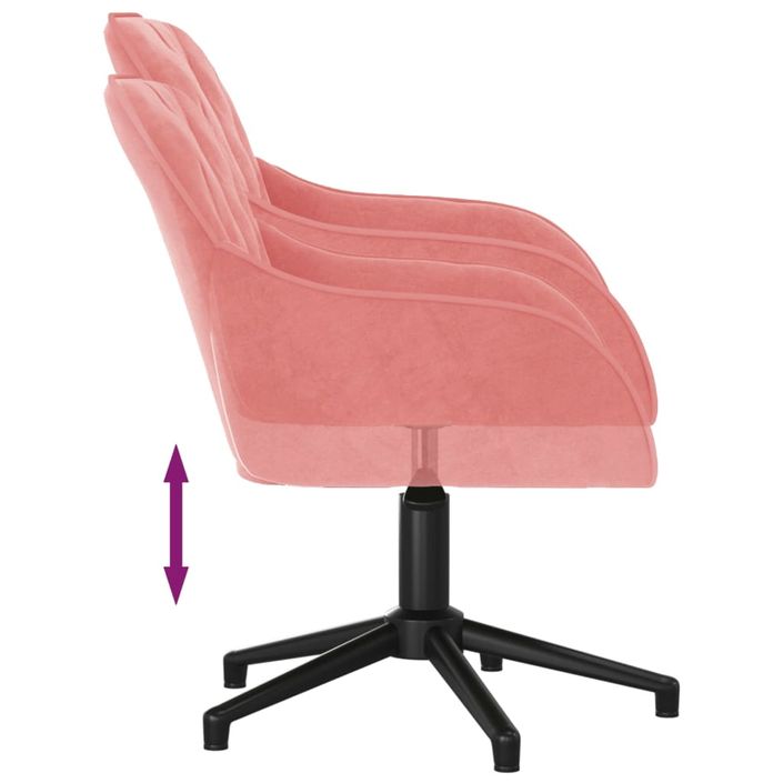 Chaise pivotante de bureau Rose Velours - Photo n°6