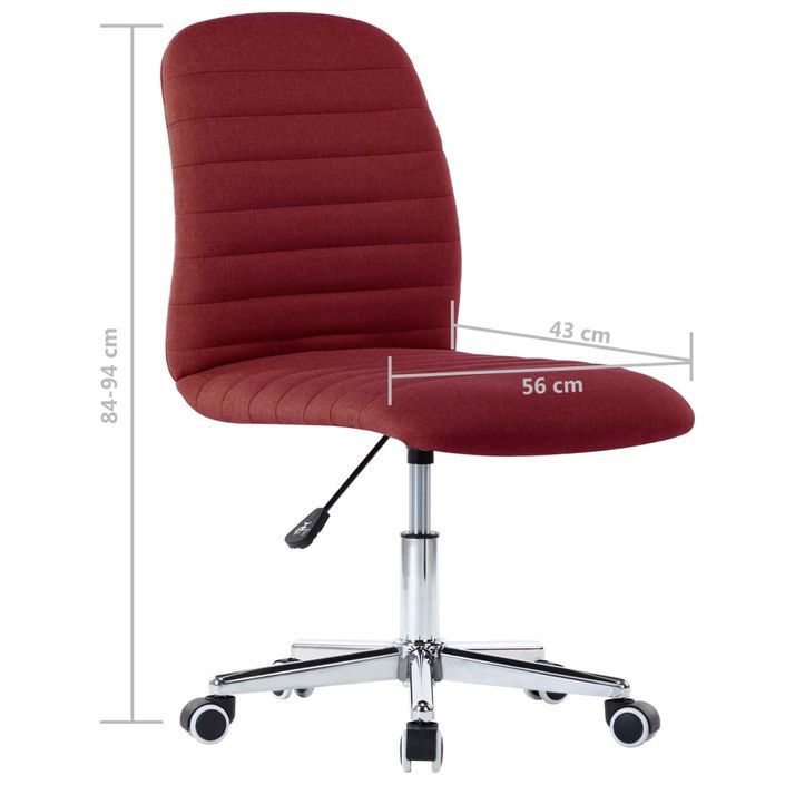 Chaise pivotante de bureau Rouge bordeaux Tissu 10 - Photo n°8