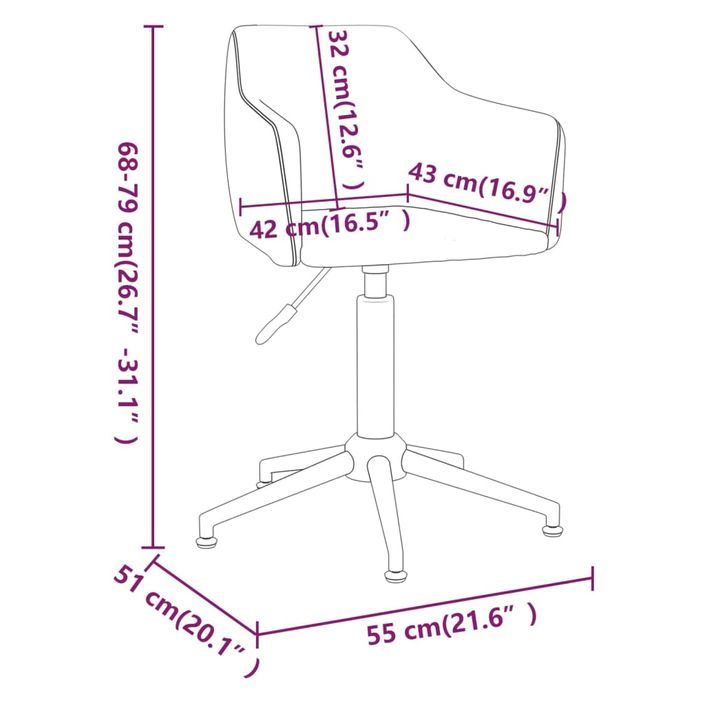 Chaise pivotante de salle à manger Violet Tissu 3 - Photo n°9