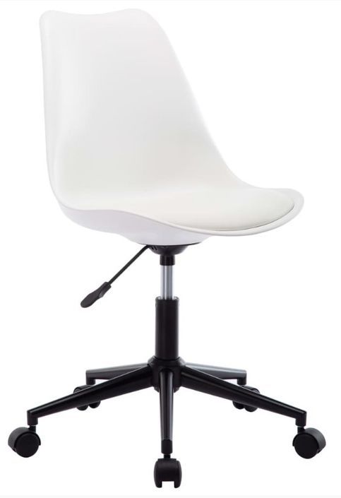 Chaise pivotante polypropylène et coussin simili cuir blanc Stylish - Lot de 2 - Photo n°1