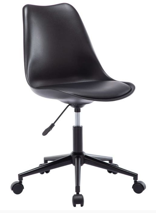 Chaise pivotante polypropylène et coussin simili cuir noir Stylish - Lot de 2 - Photo n°1