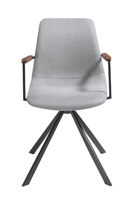Chaise pivotante tissu gris et pieds acier noir Jade - Lot de 2 - Photo n°3