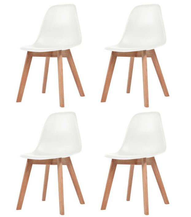 Chaise plastique blanc et pieds hévéa massif Jhay - Lot de 4 - Photo n°1