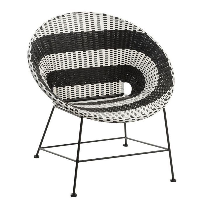 Chaise plastique noir et blanc pieds métal Narsh - Photo n°1