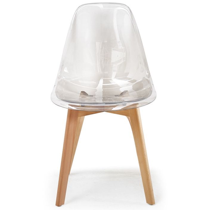 Chaise plexiglass transparent et pieds bois naturel Oxy - Lot de 2 - Photo n°3