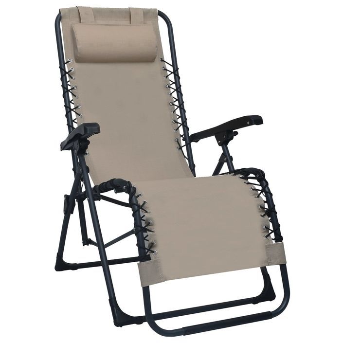 Chaise pliable de terrasse Taupe Textilène - Photo n°1