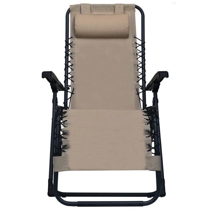 Chaise pliable de terrasse Taupe Textilène - Photo n°2