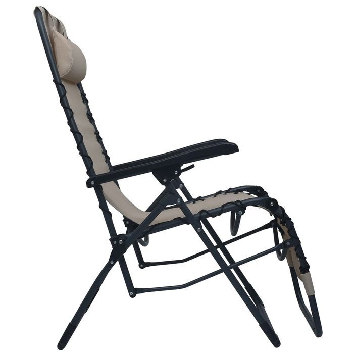 Chaise pliable de terrasse Taupe Textilène - Photo n°3