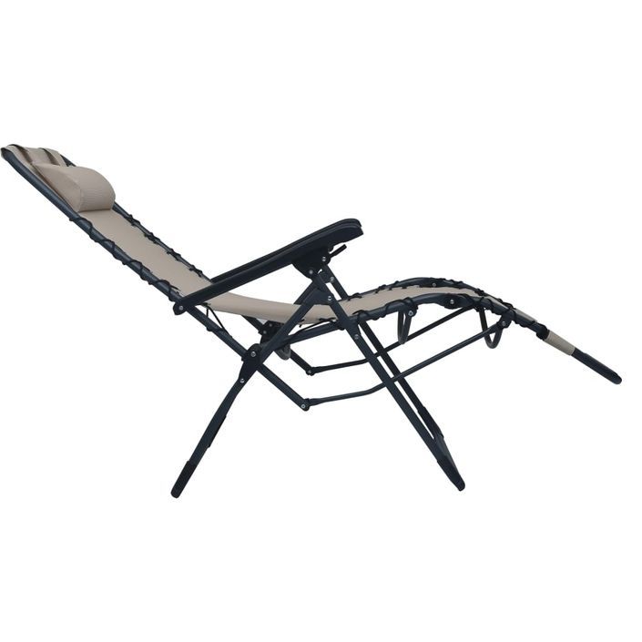 Chaise pliable de terrasse Taupe Textilène - Photo n°4