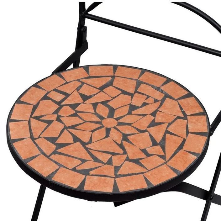 Chaise pliable métal noir et céramique marron Ivai - Lot de 2 - Photo n°4