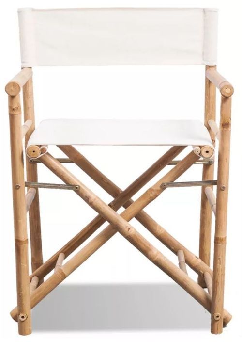 Chaise pliable toile blanc et bambou Cykat - Photo n°2