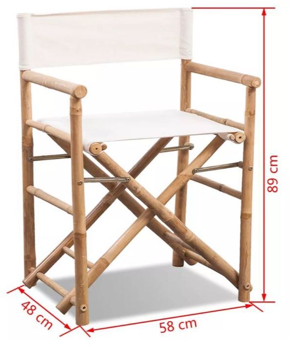 Chaise pliable toile blanc et bambou Cykat - Photo n°5