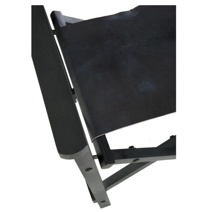 Chaise pliante avec accoudoirs cuir et bois massif noir Liath - Photo n°7