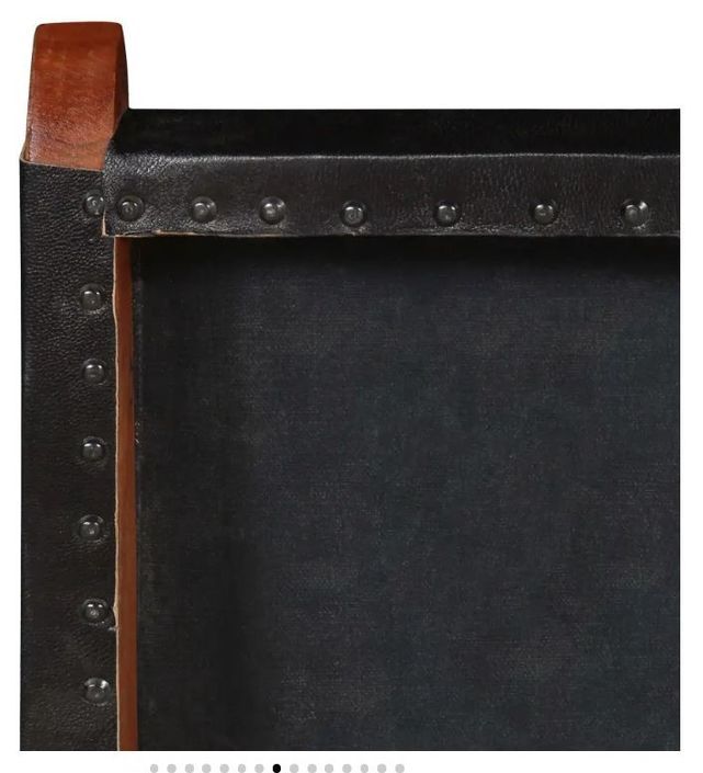 Chaise pliante cuir noir et acacia laqué Manilou - Photo n°8