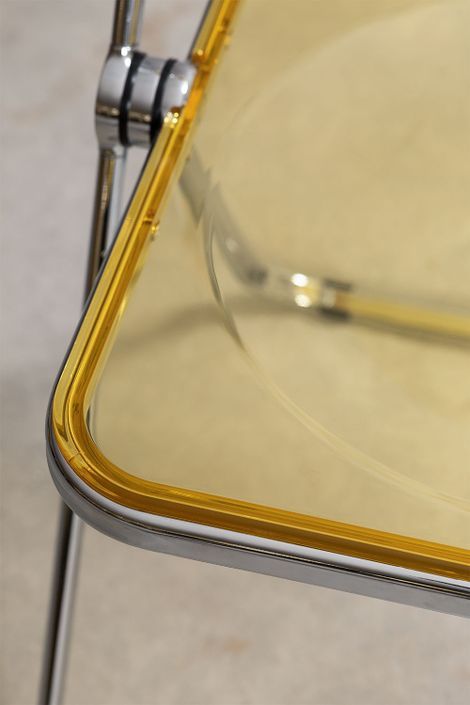 Chaise pliante métal chromé et polycarbonate jaune transparent Pixel - Photo n°5