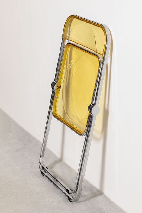 Chaise pliante métal chromé et polycarbonate jaune transparent Pixel - Photo n°6