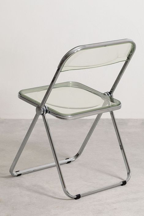 Chaise pliante métal chromé et polycarbonate vert transparent Pixel - Photo n°2