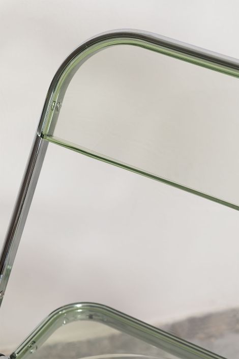 Chaise pliante métal chromé et polycarbonate vert transparent Pixel - Photo n°5