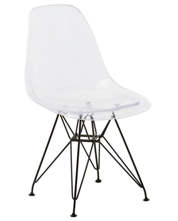Chaise polycarbonate transparente et pieds acier noir Croizy - Photo n°1
