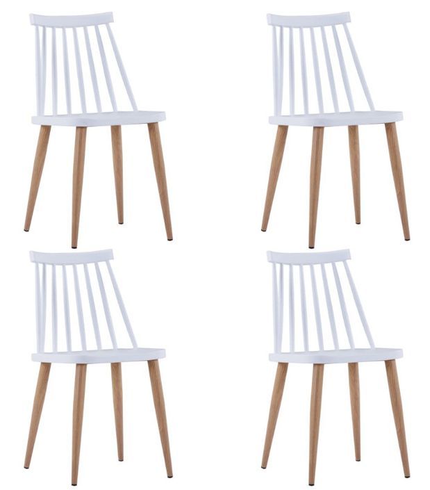 Chaise polypropylène blanc et pieds bois clair Neez - Lot de 4 - Photo n°1