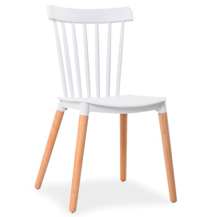 Chaise polypropylène blanc pieds bois clair Boop - Lot de 6 - Photo n°1
