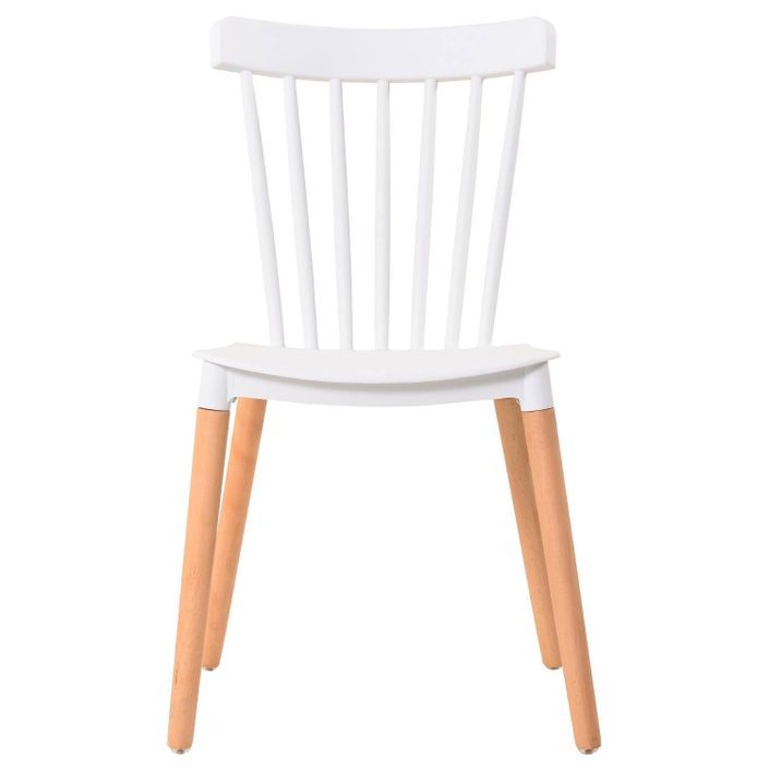 Chaise polypropylène blanc pieds bois clair Boop - Lot de 6 - Photo n°3