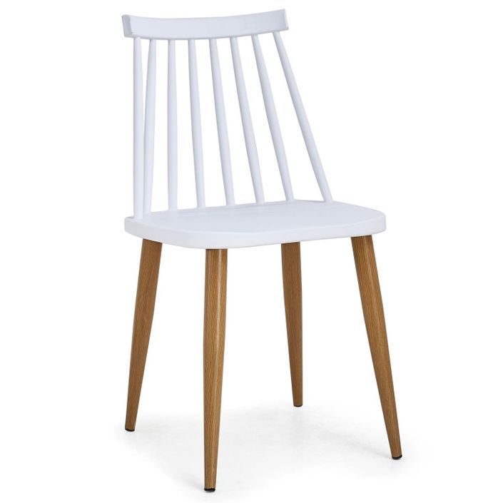 Chaise polypropylène blanc pieds imitation bois Nordi - Lot de 4 - Photo n°2