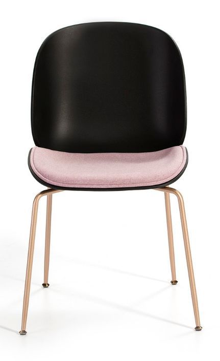 Chaise polypropylène noir avec coussin tissu rose Mistik - Photo n°2