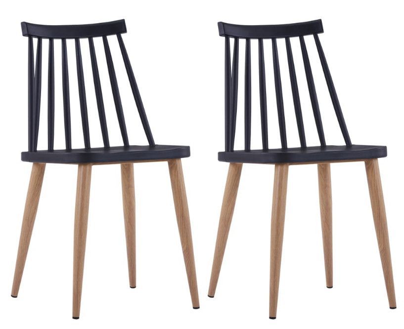 Chaise polypropylène noir et pieds bois clair Neez - Lot de 2 - Photo n°1
