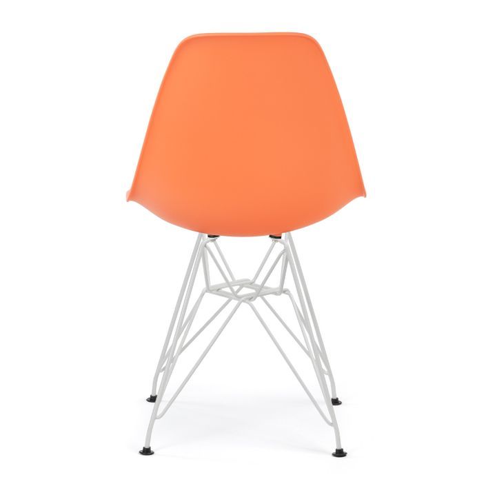 Chaise polypropylène orange mate et pieds acier blanc Croizy - Photo n°3
