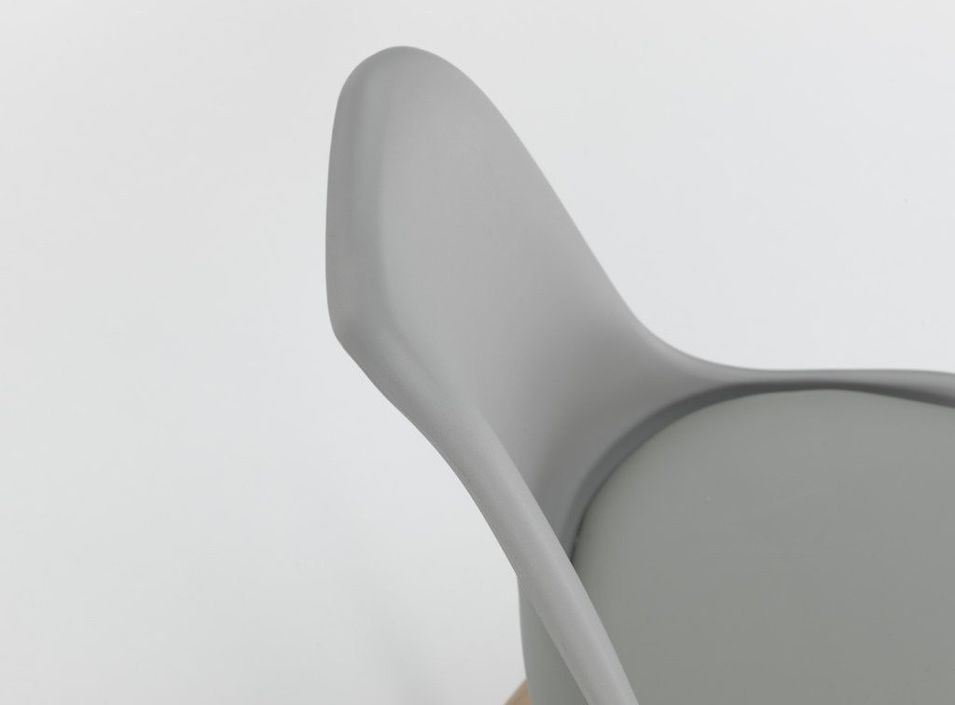 Chaise PVC gris et pieds hêtre massif clair Bart - Lot de 4 - Photo n°3