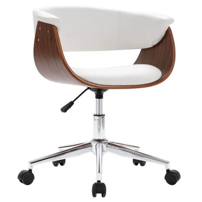 Chaise réglable simili cuir blanc et bois foncé Tessa - Photo n°1