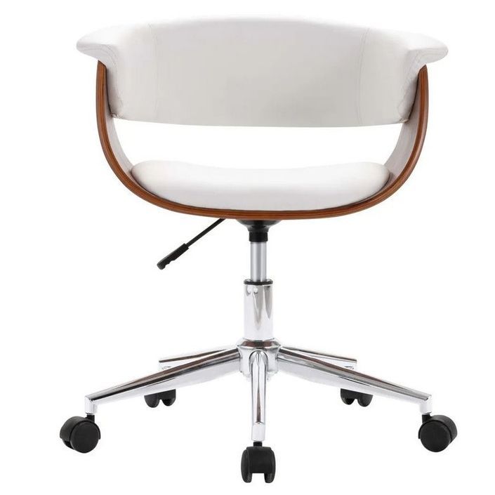 Chaise réglable simili cuir blanc et bois foncé Tessa - Photo n°2