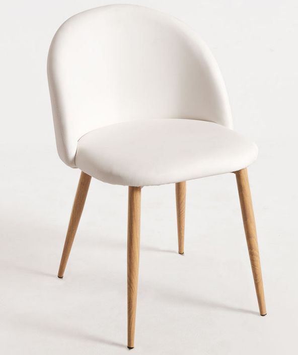 Chaise rembourrée simili cuir blanc et pieds acier naturel Kiluma - Photo n°1
