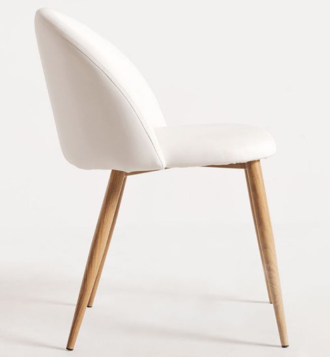 Chaise rembourrée simili cuir blanc et pieds acier naturel Kiluma - Photo n°3