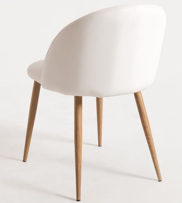 Chaise rembourrée simili cuir blanc et pieds acier naturel Kiluma - Photo n°4