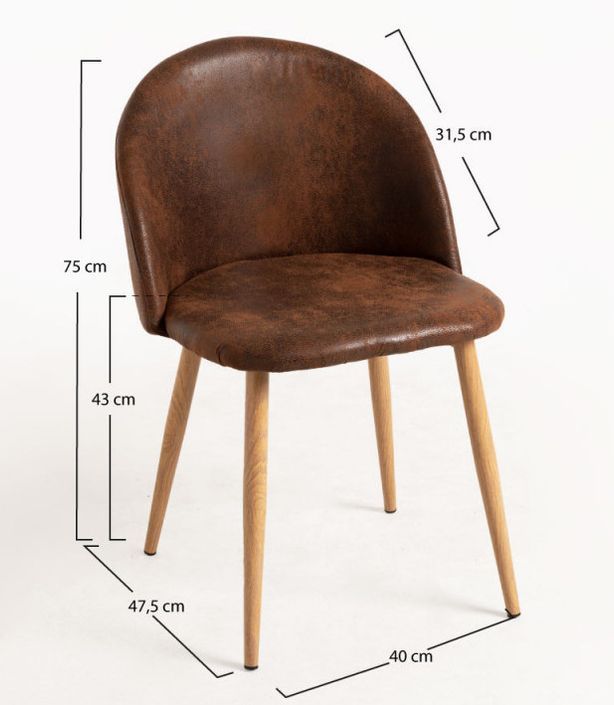 Chaise rembourrée simili cuir marron vintage et pieds acier naturel Kiluma - Photo n°4