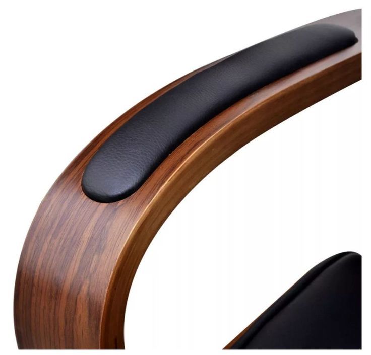 Chaise rotative avec accoudoirs similicuir bois et métal chromé noir Mokarel - Photo n°4