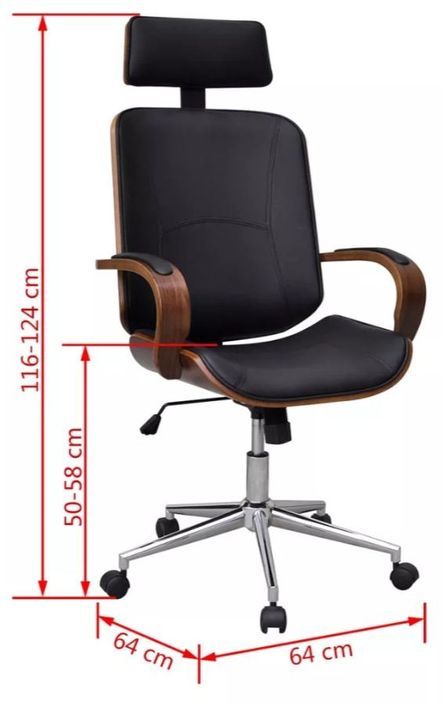 Chaise rotative avec accoudoirs similicuir bois et métal chromé noir Mokarel - Photo n°5