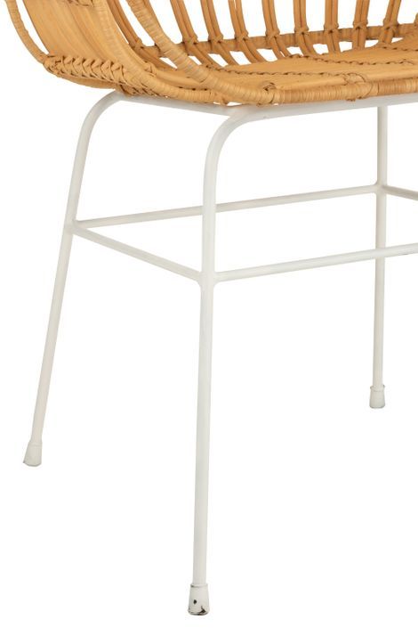 Chaise rotin naturel et blanc Keni L 55 cm - Photo n°6