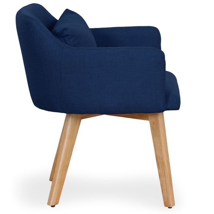 Chaise scandinave avec accoudoir tissu bleu Kendi - Lot de 2 - Photo n°4