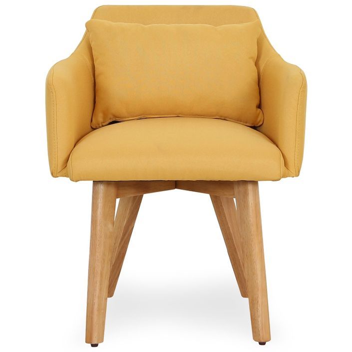 Chaise scandinave avec accoudoir tissu jaune Kendi - Lot de 2 - Photo n°3