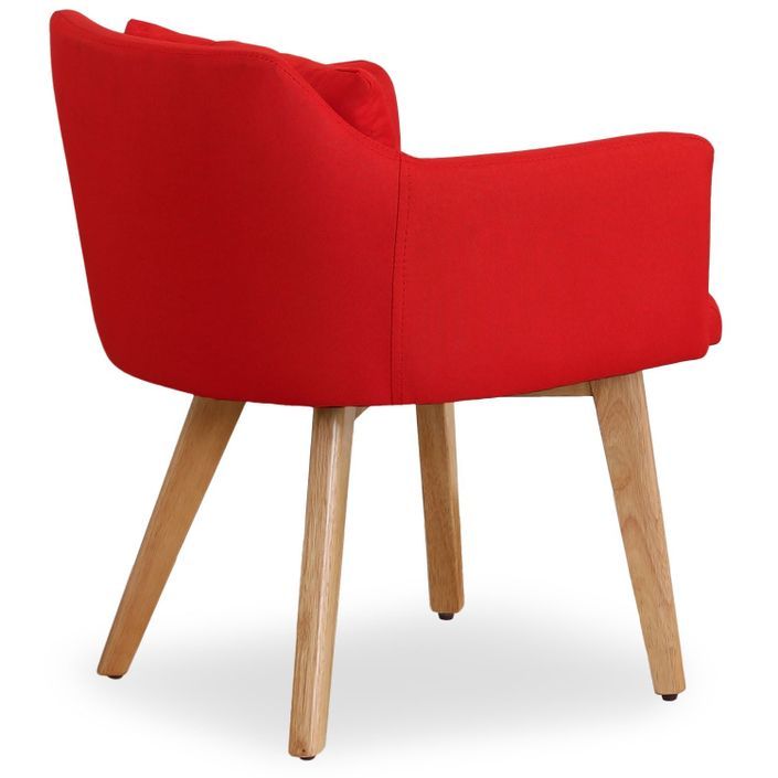 Chaise scandinave avec accoudoir tissu rouge Kendi - Photo n°4