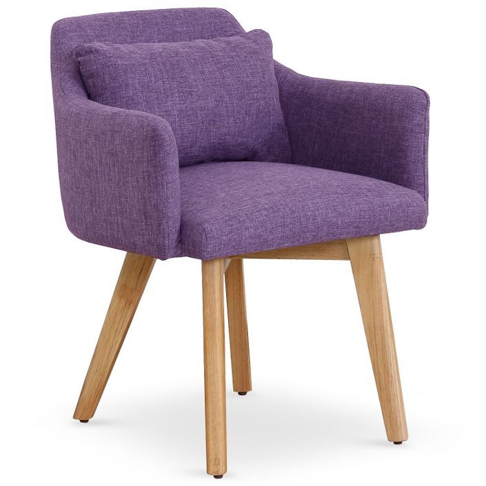 Chaise scandinave avec accoudoir tissu violet Kendi - Lot de 2 - Photo n°2