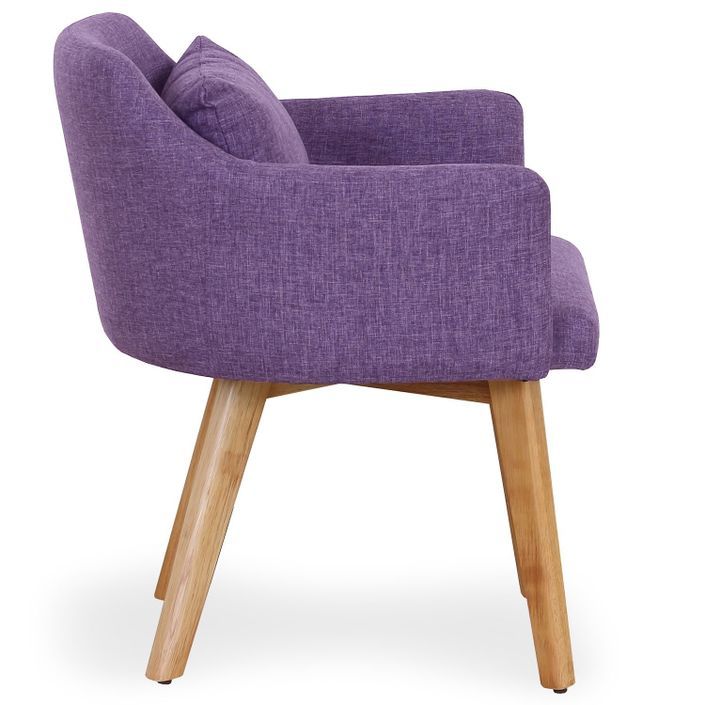 Chaise scandinave avec accoudoir tissu violet Kendi - Lot de 2 - Photo n°4