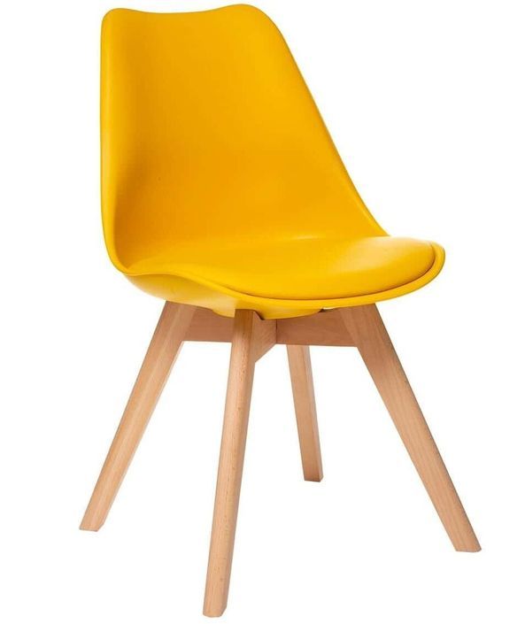 Chaise scandinave avec coussin simili jaune Genève - Lot de 2 - Photo n°1