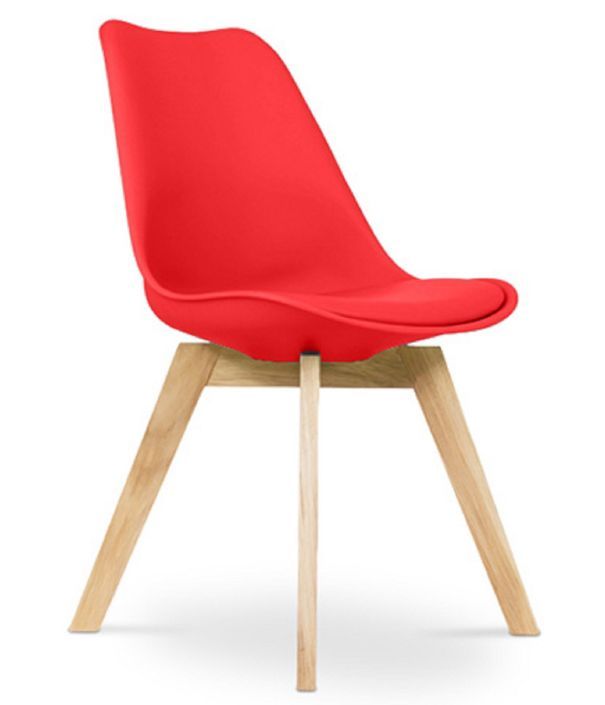 Chaise scandinave avec coussin simili rouge Genève - Lot de 2 - Photo n°1