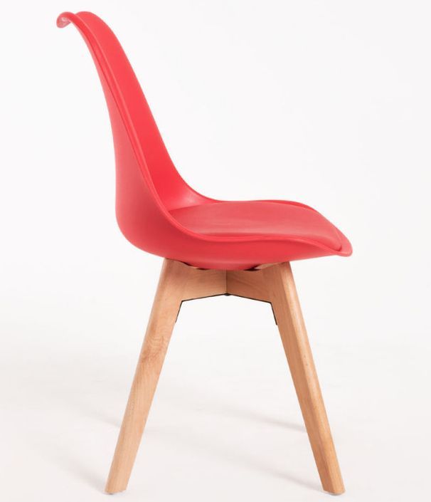 Chaise scandinave avec coussin simili rouge Genève - Lot de 2 - Photo n°2