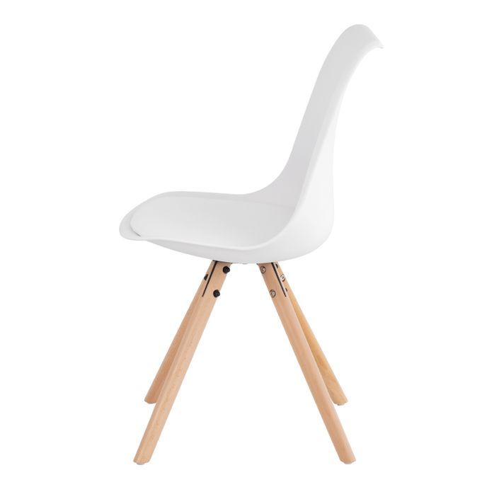 Chaise scandinave blanche assise coussin simili cuir Norda - Photo n°4